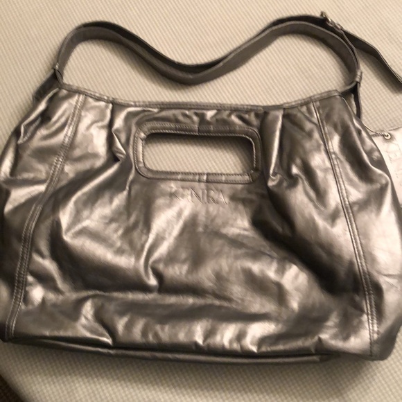 Vintage 80’s/90’s KENRA Metallic Grey Promo Bag Clutch Shoulder Tote - #OS020 - Picture 2 of 11